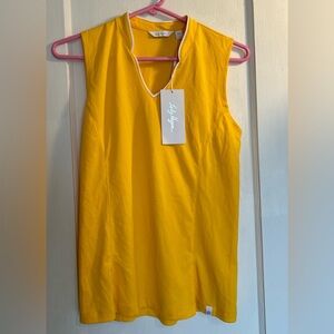 Lady Hagan XS Yellow Toile Notch Golf Polo Shirt Sleeveless NWT Shell